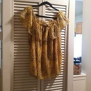 Loft lemon paisley on/off shoulder top